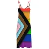 Casual Dresses Progress Pride Flag Sleeveless Dress Women's Clothing Korea Stylish Fairy