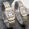 Fashion Women Watches Quartz Movement Silver Gold Dress Watch Lady Square Tank Stainless Steel Case Original Clasp Analog Casual Wristwatch Montre De Luxe with box