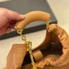 Tote Bag Squeeze Handbags Purse Genuine Leather Fashion Letters Chain Pendant Magnetic Button Large Capacity Pockets Plain Shoulder Bags