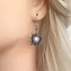 Boucles d'oreilles pendantes Vintage asymétrie soleil lune goutte pour femmes Antique couleur argent pierre de lune boucle d'oreille tendance mariage