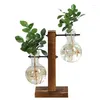 Vasi Terrario Vaso Decorazione Casa Bonsai Fiore Pianta Vaso vintage Cornice in legno trasparente Piante da tavolo in vetro