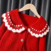 Cardigan koreansk höst vinter spädbarn flicka tröja bomull förtjockas