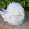 Wedding Flowers Pure White Artificial Rosette Lace Bouquets 2023 Rhinestone Pearls Bridal Bridesmaid Bouquet Accessories