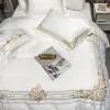 Bedding Sets European Style Luxury Embroidery Noble Wedding 600TC Cotton Satin Set Duvet Cover Bedsheet Pillowcase Queen King