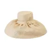 Szerokie brzegowe czapki retro hepburn styl raffia tkanina łuk Big Top Hat Ladies Catwalk Fashion Party Straw Hatwide2746