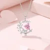 Chains 925 Silver Pink Heart Crescent Shaped Branch Necklace For Female Light Luxury Zircon Versatile Simplicity Gift Girlfriend