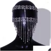 Hårklämmor Barrettes Hårklipp Crystal Tassel Hairwear Vintage Mask Chain Rhinestones Veil Smycken för Masquerade Trendy Styling till DHSQS