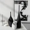 Vaso de cerâmica preto e branco simples design criativo artesanal decoração de arte sala de estar modelo sala vaso decoração casa decore 211315y