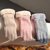 Pięć palców Rękawiczki pluszowe zimowe kobiety Pełne palce Mitteens Modna Modna Furry ciepłe rękawiczki Sport na świeżym powietrzu 231205