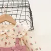 Jurken voor meisjes Herfst pasgeboren meisje jurk met lange mouwen cartoon bloemen revers baby prinses jurk bloemen riem jurk 2312306