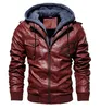 Men's Outerwear Coats Leather Cross border foreign trade Europe and America autumn and winter WISH leather jacket men's PU leather hooded leather jacket