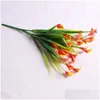 Couronnes de fleurs décoratives Beautif 25 têtes bouquet de fleurs artificielles fausses plantes Calla Lily feuille en plastique fête maison chambre année Dro Ot5Yi