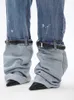 Men's Jeans DEAT Summer Women's Jeans High Waist Graffiti Patchwork Contact Color Leather Button Denim Pants 5R1296 231206