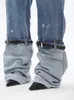 Herren Jeans DEAT Sommer Damen Jeans Hohe Taille Graffiti Patchwork Kontaktfarbe Leder Knopf Denim Hosen 5R1296 231206