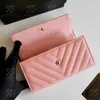 Designer Wallet Purse CC Wallets Luxury Credit Card Holder Cardholder Flap Long Hasp Flap Caviar Lambskin Leather Women Channel Purses Fencefinds