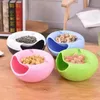 Diskplattor Creative Bowl Double Layer Dry Fruit Containrar Snacks Seeds Storage Box Garbage Holder Plate Dish Organizer med telefon Holde 231206