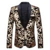 Herenpakken Blazers Pailletten Velvet Series Heren Sjaal Revers Blazer Ontwerpen Zwart Fluweel Gouden Bloemen Pailletten Jasje DJ Club Zangerkleding 231206