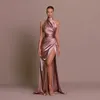 Vestidos Sexy Urbanos Gtpdplparecleel-Robe de soiree en satin fronce pour femme robes longues dos nu rose noir fente haute tenue de soiree sexy 231206