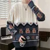 Męskie swetry Sweter męski jesienny zimowy chiński styl patchwork skoczek męski etniczny vintage luźny sweter dzianinowy sweter męski Sweter świąteczny Q231206