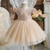 Flickans klänningar 1-5Y Baby Barnprinsessklänning Girl Flower Wedding Dress Sleeveless paljetter Party Birthday Baptist Party Dress Gorgeous Baby Dress 2312306