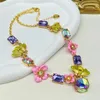 Chains Vintage Multicolored Flowers Standard Necklace Purple Gem Bee Dazzling Temperament Sweet And Lovely