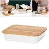 Plates Butter Lunch Box 304 Stainless Steel Japanese Style Bento Bamboo Cover