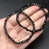 Link pulseiras natural preto turmalina cubo pulseira atacado design estiramento policromado contas artesanais cura feminino jóias presente 1 pçs