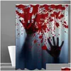 シャワーカーテンシャワー非常に怖い血の手形バスルームファブリックバスカーテン防水布ホームデコレーションmtipleサイズR230719 dr dhi6n