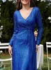 Urban Sexy Dresses Lucyinlove-Robe de Soiree de Luxe a manches sulfet col en v pour femme tenue de bal de promo formelle paillettes 231206