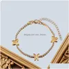 Anklets Trendy Shining Cute Butterfly Crystal Tennis Anklet For Women Gold Sier Color Boho Sandals Rhinestone Foot Ankle Chain Jewelry Dhbkd