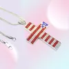 Hip Hop The Stars and Stripes Cross Diamonds Anhänger Halsketten für Männer Religiöse Luxus Halskette Edelstahl Kubanische Kette 8184700