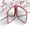 Red Fashion Classic Folding Double Side Mirror Portable Hd Make-up Mirror And Magnifying Mirror With Flannelette