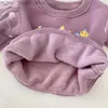 Cardigan Lovely Baby Girl Sweatshirt 0-3Years Newborn Princess Puff Sleeve Flower Fleece Thicken Pullover Jumper Warm Winter Clothes Q231206