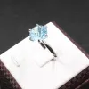Classico anello con topazio azzurro per la festa serale Anello in argento con topazio VVS naturale taglio rotondo da 10 mm Gioielleria raffinata con topazio in argento 925