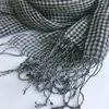 Sjaals lente/zomer kleine geruite kwastje linnen sjaal