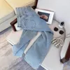 Pantalones vaqueros de mujer con estampado de letras numéricas, cintura alta, pierna ancha, pantalones cálidos de felpa para otoño e invierno, pantalones vaqueros rectos para mujer