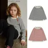 Cardigan à manches longues pour enfants, col rond, pull en tricot boutonné, automne/hiver 2023, nouveaux pulls rayés pour garçons et filles, bébés filles Q231206