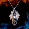 Collier pendentif en forme de Dragon 3D gravé Cool, chaîne de clavicule avec symbole d'amour éternel en strass pour adolescents, 1 pièce