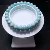 Link Bracelets Natural Larimar Bracelet Healing Accessories Luxury Jewelry Quartz Crystal Stone Bangle 1pcs 7MM