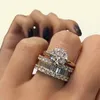 Unique 2PCS Couple Rings Classical Jewelry Six Claw Real 925 Sterling Silver White Topaz Stack CZ Diamond Women Wedding Bridal Rin7066977