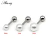 Stud Earrings 4/6/8mm Silver Color Stainless Steel Pearl Ball Screw Pierced Women Ear 2pcs