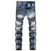 Мужские джинсы осень-зима ретро мужские старые лоскутные джинсы индивидуальные морщины облегающие брюки хип-хоп одежда 231206