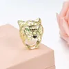 Lyxmodedesigner smycken partyjxjs sterling silver su big leopard head ring feminin och mångsidig överdriven magnifik personlighet