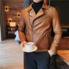 Couro masculino falso bingchenxu 2023 roupas de marca primavera jaqueta casual masculino fino ajuste moda casacos de alta qualidade 231205