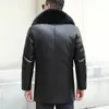 Men s Jackets YXL 8902 Winter Genuine Leather Down Jacket White Duck Filling Natural Fur Collar Plus Fertilizer Size 231206