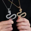 Collana con ciondolo serpente animale Hip Hop Collana da tennis da 4 mm Collana da uomo in zirconi cubici color oro argento color oro271h