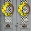 Decorative Flowers Simulation Garland Realistic Spring Artificial Flower Wreath With Natural Rattan Design Rich Color Wall Or For A