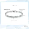 Tennis Zircon Tennis Bracelet Single Row 4Mm Round Fl Diamond Gold Chain Cross-Border Hip Hop Jewelry Drop Delivery Jewelry Bracelets Dhgj1