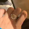 avec pierres latérales S Cincin 4 Karat Berlian Karbon Tinggi Merah Muda Morganite 10 10mm Mewah Perak Untuk Wanita Pertunangan Perhiasan