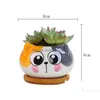 Pots de jardinières 6Pce Set Animaux de dessin animé Pot de fleur pour plantes charnues Succents Pot de fleurs en céramique Petit mini jardin de maison hors Homefavor Dh2Xf